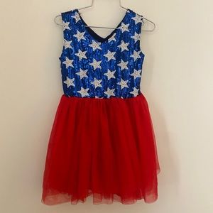 Little‎ girls Americana dance sequence dress Stars Tutu  4th of July patriotic